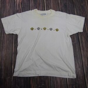 Vintage CRUISE Seashell Graphic Shirt Mens L White Glitter Single Stitch Tee